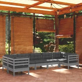 7-piece garden furniture set with gray pine wood cushions by vidaXL, Garden sets - Ref: Foro24-3097309, Price: 621,94 €, Disc...