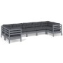 7-teiliges Gartenmöbel-Set und Kissen Zirbenholz grau von vidaXL, Gartensets - Ref: Foro24-3097309, Preis: 595,80 €, Rabatt: %