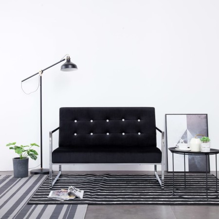 2-seater sofa with chrome armrests and black velvet by vidaXL, Sofas - Ref: Foro24-282163, Price: 184,34 €, Discount: %
