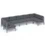 Garden furniture 7 pieces and gray cushions solid pine wood by vidaXL, Garden sets - Ref: Foro24-3097165, Price: 575,95 €, Di...