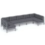 Gartenmöbel 7-teilig und graue Kissen aus massivem Kiefernholz von vidaXL, Gartensets - Ref: Foro24-3097165, Preis: 584,16 €,...