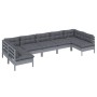 Gartenmöbel 7-teilig und graue Kissen aus massivem Kiefernholz von vidaXL, Gartensets - Ref: Foro24-3097165, Preis: 584,16 €,...