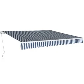 Manually operated folding awning 400 cm blue and white by vidaXL, Awnings - Ref: Foro24-275570, Price: 507,20 €, Discount: %
