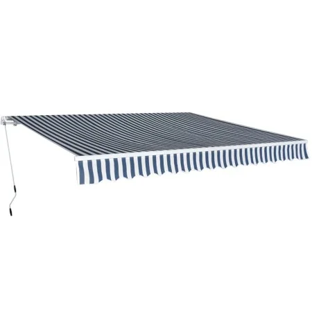 Manually operated folding awning 400 cm blue and white by vidaXL, Awnings - Ref: Foro24-275570, Price: 507,20 €, Discount: %