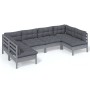 Gartenmöbel 6-teilig und Kissen aus massivem grauem Kiefernholz von vidaXL, Gartensets - Ref: Foro24-3097153, Preis: 507,10 €...