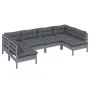 Gartenmöbel 6-teilig und Kissen aus massivem grauem Kiefernholz von vidaXL, Gartensets - Ref: Foro24-3097153, Preis: 493,67 €...