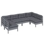 Gartenmöbel 6-teilig und Kissen aus massivem grauem Kiefernholz von vidaXL, Gartensets - Ref: Foro24-3097153, Preis: 507,10 €...