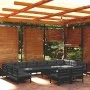 Garden furniture 13 pieces and cushions black solid pine wood by vidaXL, Garden sets - Ref: Foro24-3097233, Price: 1,00 €, Di...