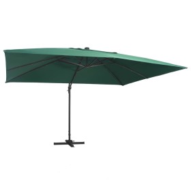 Ampelschirm mit LED-Beleuchtung und grünem Aluminiummast 400x300 cm von vidaXL, Sonnenschirme - Ref: Foro24-47005, Preis: 296...
