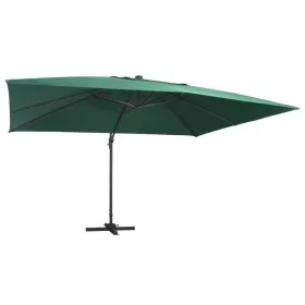 Cantilever umbrella LED lights and green aluminum pole 400x300 cm by vidaXL, Umbrellas - Ref: Foro24-47005, Price: 292,14 €, ...