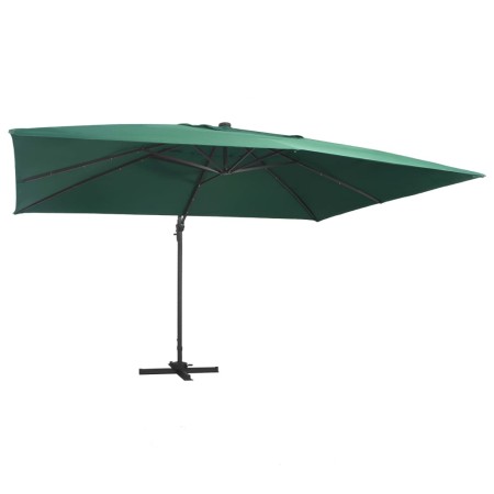 Ampelschirm mit LED-Beleuchtung und grünem Aluminiummast 400x300 cm von vidaXL, Sonnenschirme - Ref: Foro24-47005, Preis: 296...