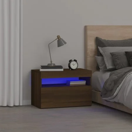 Bedside table with brown oak LED lights 60x35x40 cm by vidaXL, Nightstands - Ref: Foro24-3152830, Price: 43,35 €, Discount: %