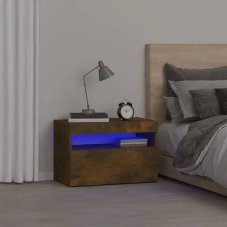 Bedside table with smoked oak LED lights 60x35x40 cm by vidaXL, Nightstands - Ref: Foro24-3152826, Price: 46,26 €, Discount: %
