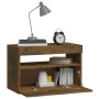 Mesita de noche con luces LED color roble ahumado 60x35x40 cm de vidaXL, Mesitas de noche - Ref: Foro24-3152826, Precio: 47,5...