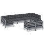 Garden furniture 9 pieces and gray cushions solid pine wood by vidaXL, Garden sets - Ref: Foro24-3097249, Price: 814,61 €, Di...