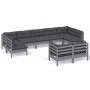 Gartenmöbel 9-teilig und graue Kissen aus massivem Kiefernholz von vidaXL, Gartensets - Ref: Foro24-3097249, Preis: 803,15 €,...