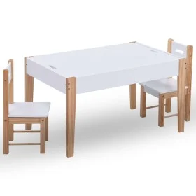 Kindertisch und Stühle 3-teilig mit schwarz-weißer Tafel von vidaXL, Möbelsets für Babys und Kleinkinder - Ref: Foro24-286189...