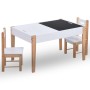 Kindertisch und Stühle 3-teilig mit schwarz-weißer Tafel von vidaXL, Möbelsets für Babys und Kleinkinder - Ref: Foro24-286189...