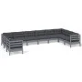 Gartenmöbel 10 Stück und Kissen aus grauem Kiefernholz von vidaXL, Gartensets - Ref: Foro24-3097333, Preis: 852,60 €, Rabatt: %