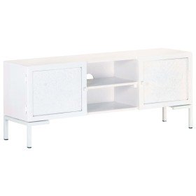 Mueble para TV de madera maciza de mango blanco 115x30x46 cm