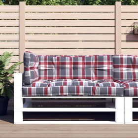 Drei Palettenkissen aus rotem Karo-Stoff. von vidaXL, Kissen für Stühle und Sofas - Ref: Foro24-314571, Preis: 61,59 €, Rabat...