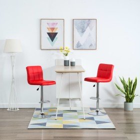 Taburetes de cocina 2 unidades cuero sintético rojo