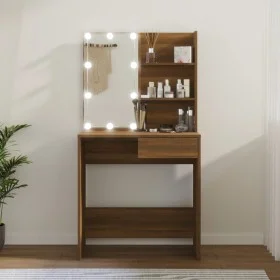 Schminktisch mit LED braune Eiche 74,5x40x141 cm von vidaXL, Schlafzimmerkommoden - Ref: Foro24-820483, Preis: 82,81 €, Rabat...