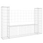 Cesta de gaviones forma de U 2 postes de hierro 140x20x100 cm