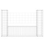 Cesta de gaviones forma de U 2 postes de hierro 140x20x100 cm