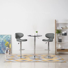 323648  Bar Stools 2 pcs Grey Faux Leather 323648 Bar Stools 2 pcs Grey Faux Leather