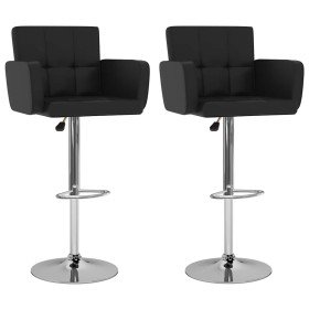 Taburetes de barra de cocina 2 unidades cuero sintético negro