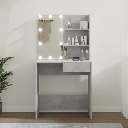 Concrete gray LED dressing table 74.5x40x141 cm by vidaXL, Bedroom Dressers - Ref: Foro24-808805, Price: 87,73 €, Discount: %