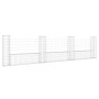 Cesta de gaviones forma de U 4 postes de hierro 380x20x100 cm
