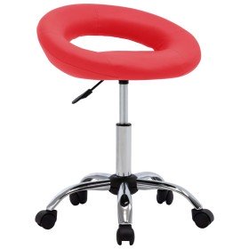 Silla de trabajo con ruedas cuero sintético rojo Silla de trabajo con ruedas cuero sintético rojo