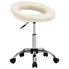 Silla de trabajo con ruedas cuero sintético crema Silla de trabajo con ruedas cuero sintético crema