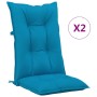 Cojín silla de jardín respaldo alto 2 uds tela azul 120x50x7 cm