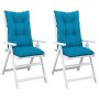 Cojín silla de jardín respaldo alto 2 uds tela azul 120x50x7 cm