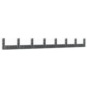 Cesta de gaviones forma de U 8 postes de hierro 860x20x100 cm