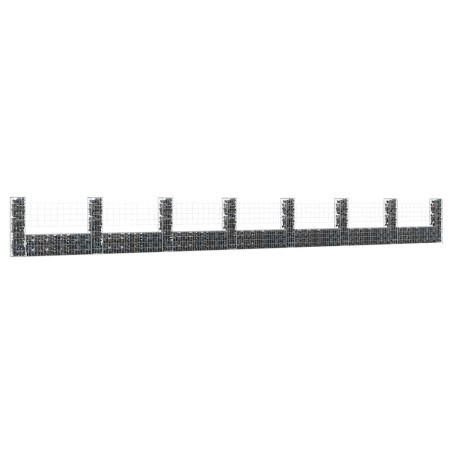 Cesta de gaviones forma de U 8 postes de hierro 860x20x100 cm
