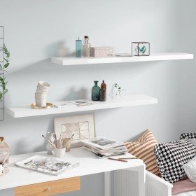 Estante flotante pared 2 uds MDF blanco brillo 120x23,5x3,8 cm Estante flotante pared 2 uds MDF blanco brillo 120x23,5x3,8 cm