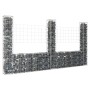 Cesta de gaviones forma de U 3 postes de hierro 260x20x150 cm