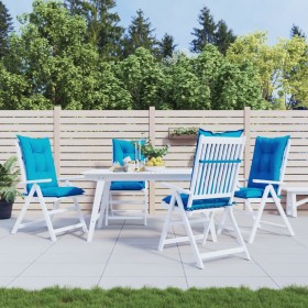 Cojín silla de jardín respaldo alto 4 uds tela azul 120x50x7 cm