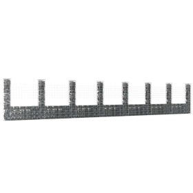 Cesta de gaviones forma de U 8 postes de hierro 860x20x150 cm