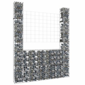 Cesta de gaviones forma de U 2 postes de hierro 140x20x200 cm