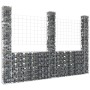 Cesta de gaviones forma de U 3 postes de hierro 260x20x200 cm