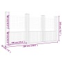 Cesta de gaviones forma de U 4 postes de hierro 380x20x200 cm