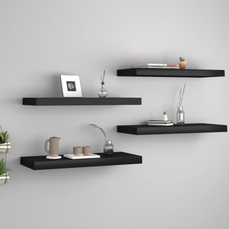 Estante flotante de pared 4 uds MDF negro 60x23,5x3,8 cm en Estantes y estanterías | Comprar online en Foro24