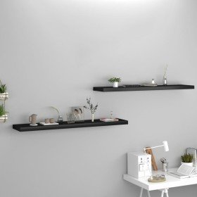 Estantes flotantes de pared 2 uds MDF negro 120x23,5x3,8 cm Estantes flotantes de pared 2 uds MDF negro 120x23,5x3,8 cm