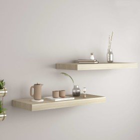 Estantes flotantes de pared 2 uds MDF roble 60x23,5x3,8 cm