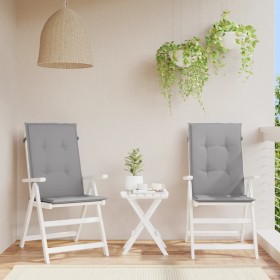 Cojín silla de jardín respaldo alto 2 uds tela gris 120x50x3 cm